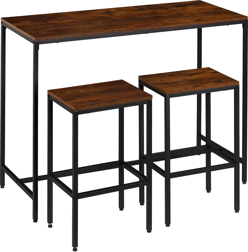 relaxdays Set da bar con 2 sgabelli Industrial - 8
