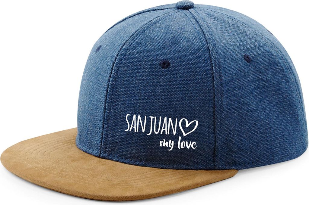 Huuraa Cappy Mütze San Juan my love Denim Baumwolle und Polyester Snapback Kappe Geschenkidee