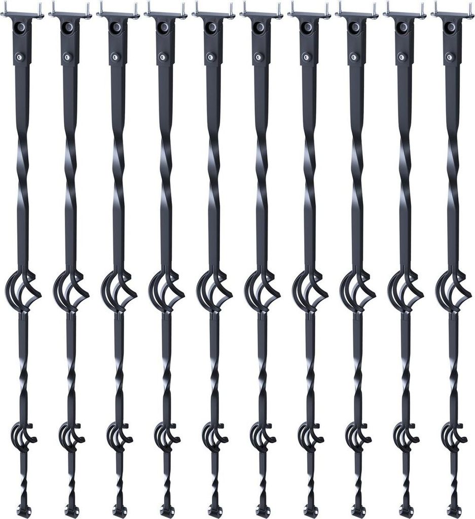 Treppen-Metallbaluster, 44'' x 1/2" verzinkte Stahl-Dekorationsgeländersprossen, 10er-Pack Terrassenbaluster mit hohlen Doppelkörben, Wendeltrepp...