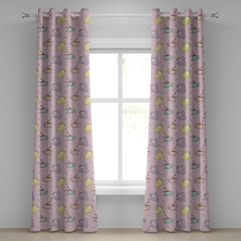 Rideaux décoratifs 2 panneaux motif rétro Tea Party 280 cm x 245 cm
