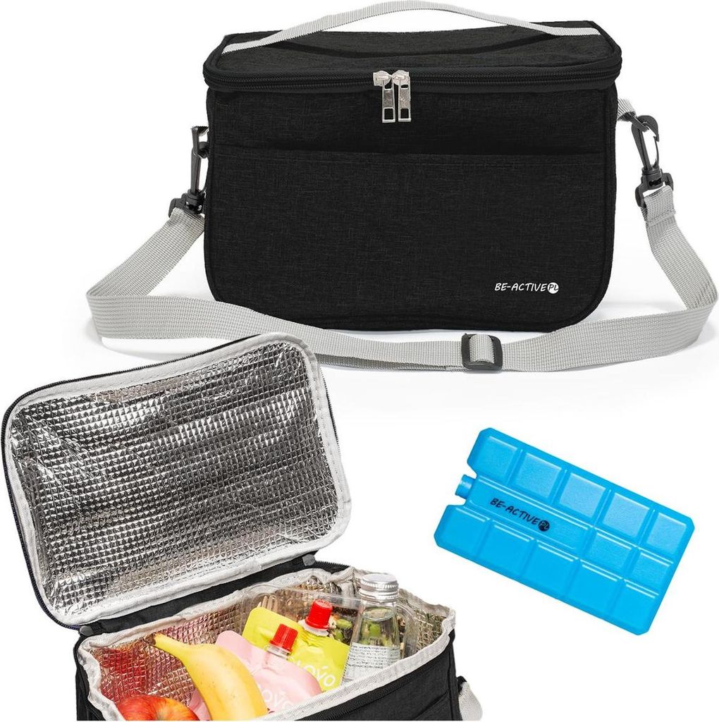 Thermotasche 7,5 L Kühltasche wasserdicht mit 1 Kühleinsatz ideal für Camping & Reisen Schwarz