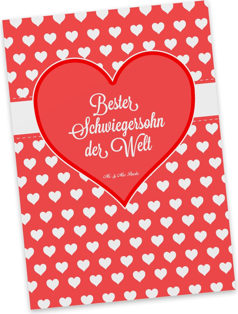 Mr. & Mrs. Panda Postkarte Schwiegersohn - Geschenk, Produktbild 