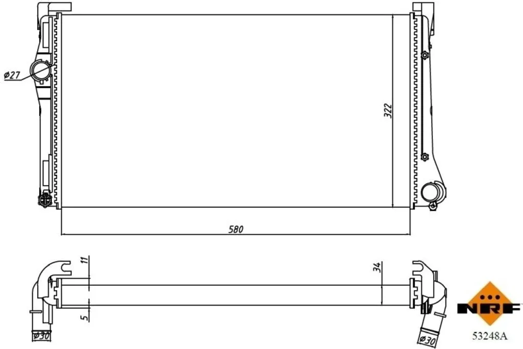 Radiateur moteur NRF 53248A pour réparation thermique de voiture
