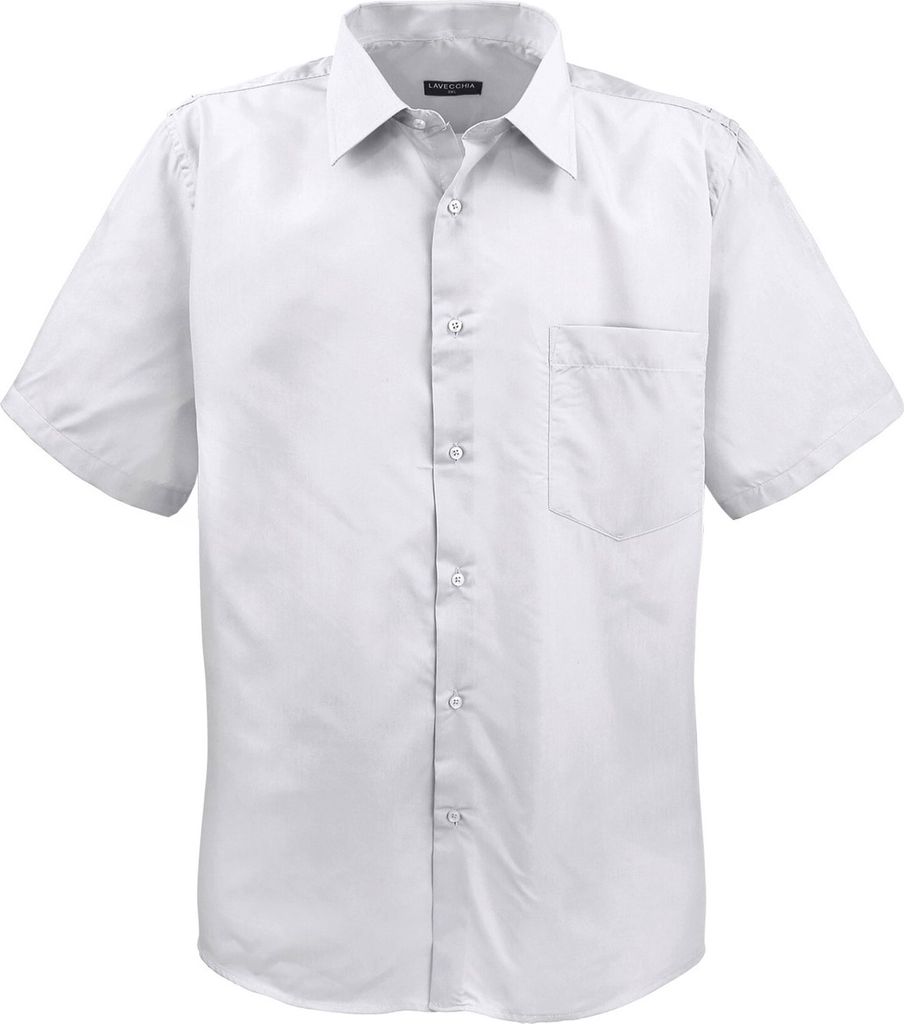 Lavecchia Herren Kurzarmhemd Hka-14 (Weiß, 3XL)