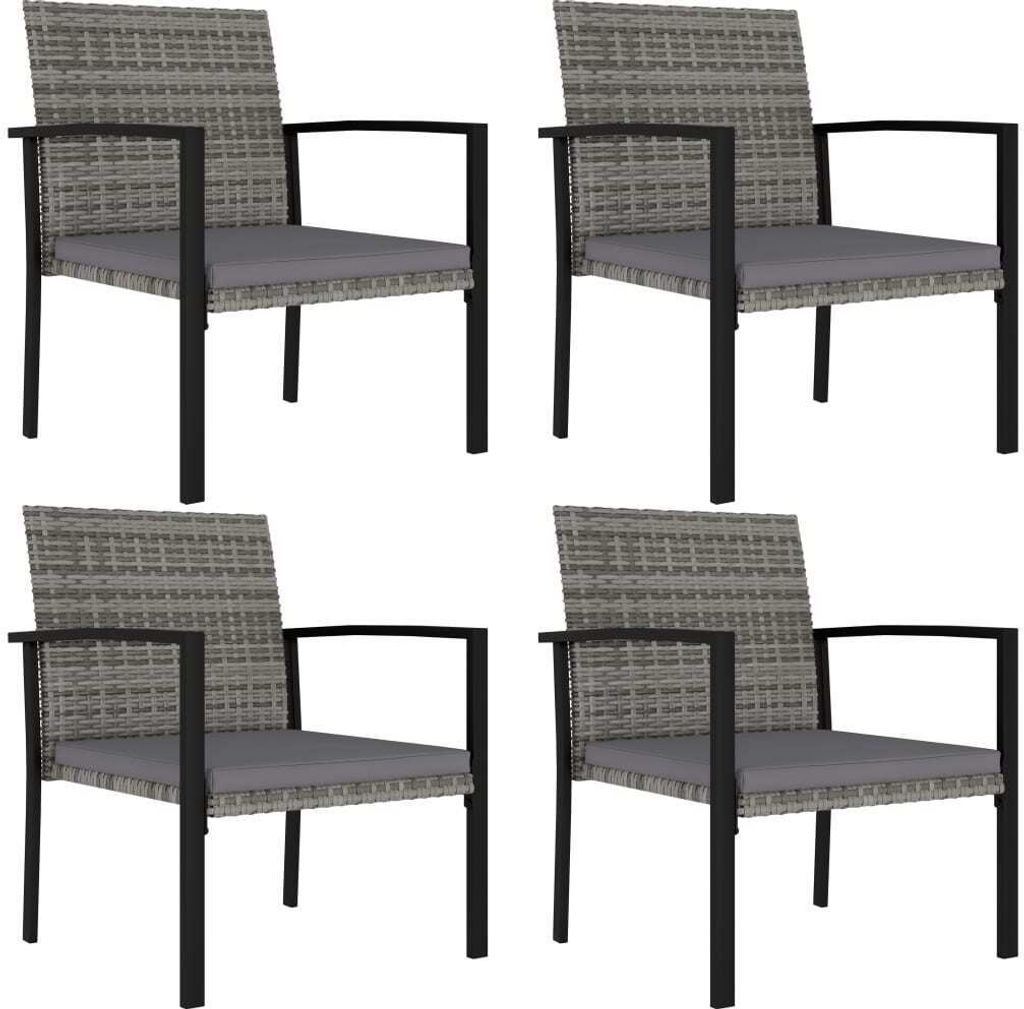 The Living Store Garten-Essstühle 4 Stk. Poly Rattan Grau