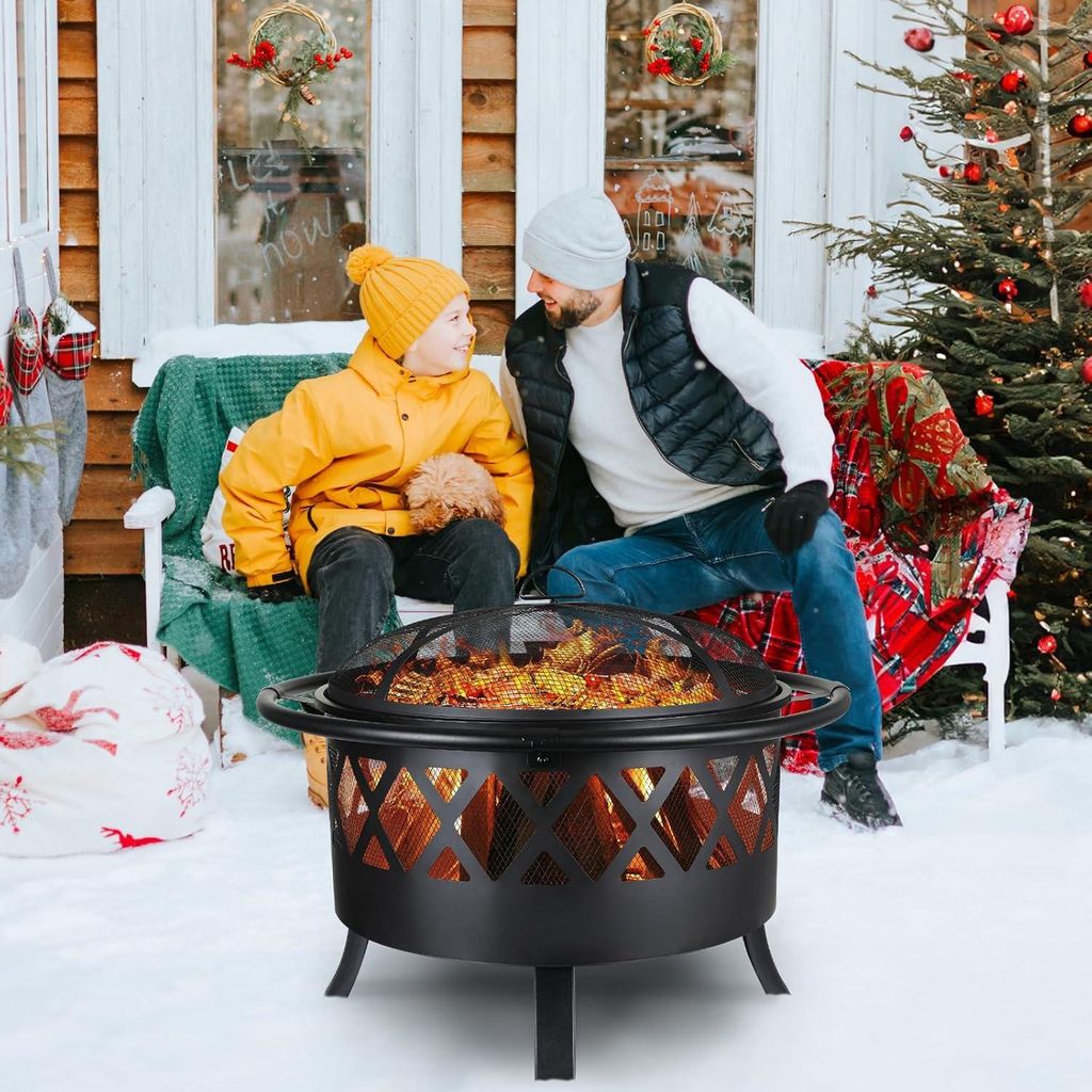 Betaalbare Goederen Feuerkorb Rund - Feuerkorb für Außen - Terrashaard - Buitenkachel - Tuinvuurkom