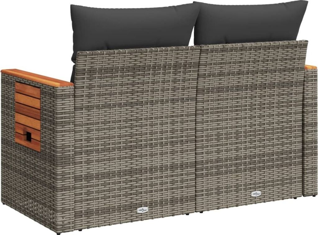 vidaXL Zahradní pohovka 2-sedák s polštářem Grey Poly Obrázek produktu 1