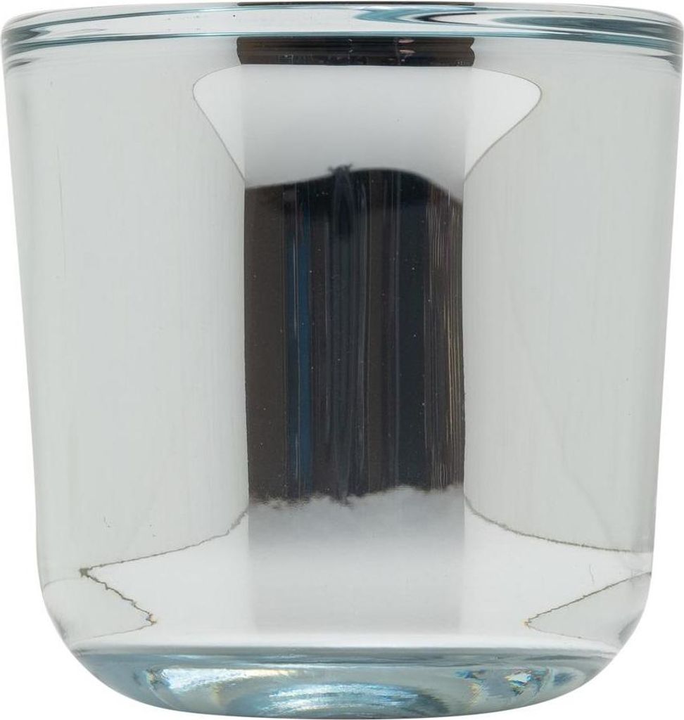 INNA-Glas Teelichthalter Nick aus Glas, glänzend-Silber, 7,5 cm, Ø 7,5 cm - Kerzenglas