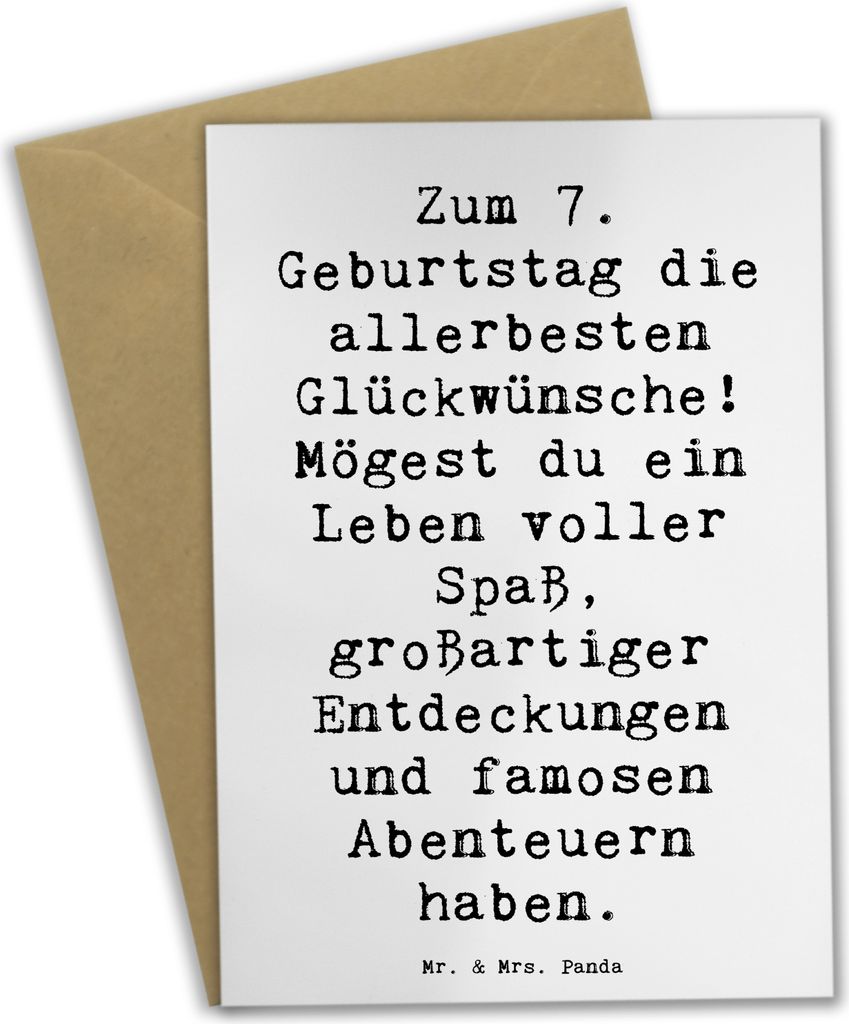 Mr. & Mrs. Panda Glückwunschkarte Spruch 7. Geburtstag - Weiß - Geschenk, Kindergeburtstag, Geburtstagsgrüße Kinder, weihnachtskarten, siebter ...