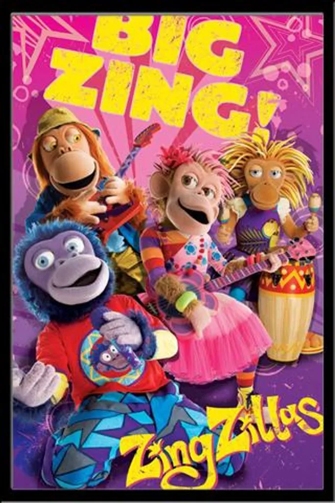 Zingzillas Poster Big Zing Pink avec Cadre Noir Shinsuke Maxi MDF 61x91