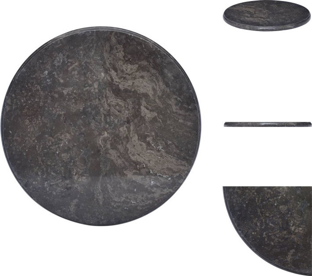 vidaXL Tischplatte Schwarz Ø50x2,5 cm Marmor - Tischplatten