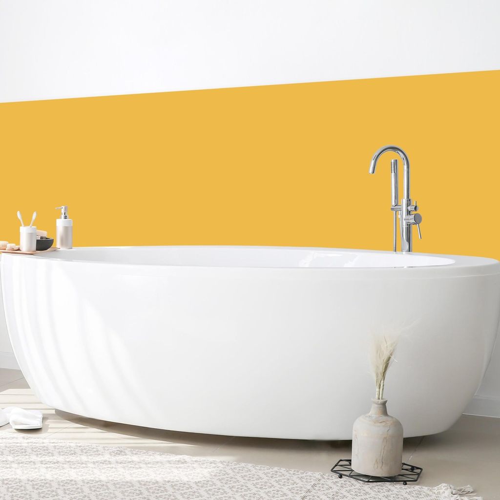 Wandverkleidung Bad mit Motiv selbstklebend - 0.35 mm Wandpaneel matt wasserfest Design gelb Unifarben Badrückwand fugenlos 100x70 cm