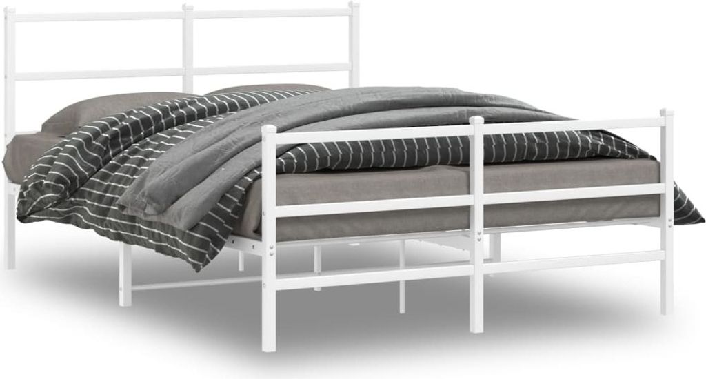 Maison Exclusive - Bettgestell mit Kopf- und Fußteil Metall Weiß 135x190 cm
