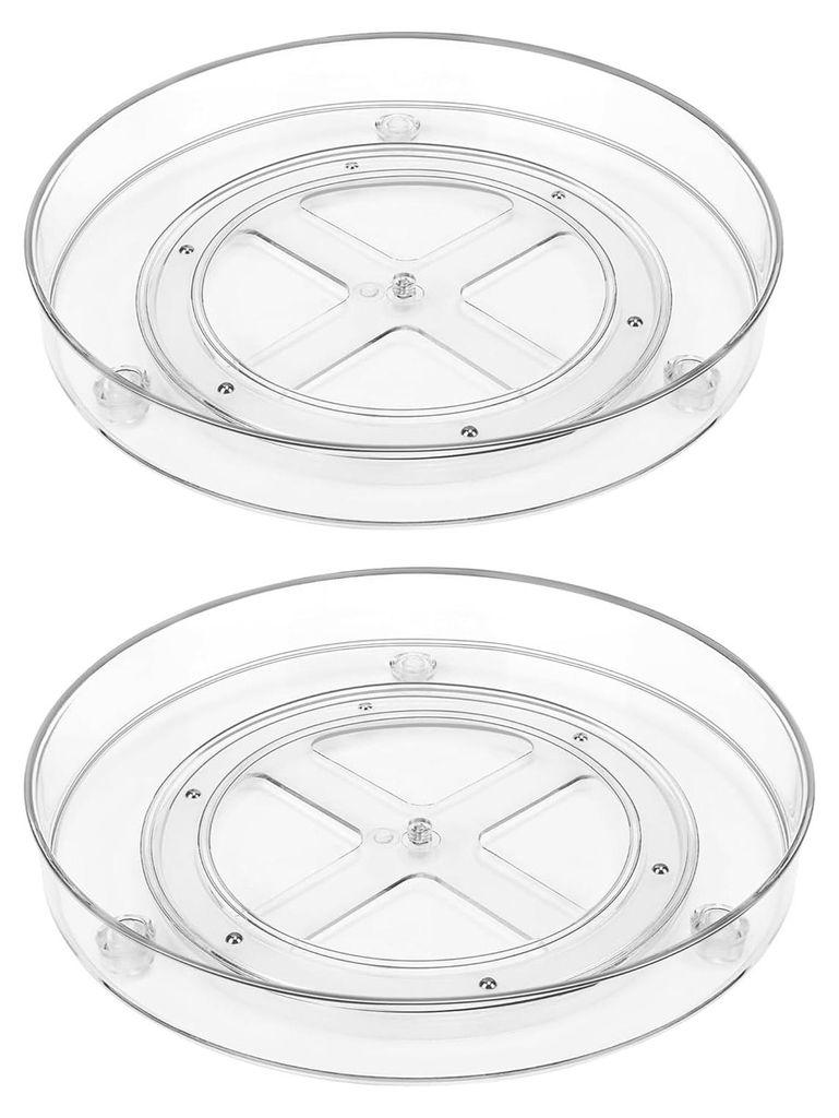2 Stück drehbare Gewürzregale (23,5 cm), Kühlschrankdrehteller, 360° drehbar, transparentes Acryl, Küchenregal für Gewürze, Kosmetikartikel ...
