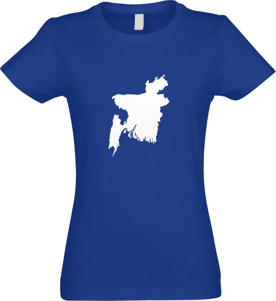 Kiwistar - T-Shirt tailliert - Damen - royal - Bangladesch Umriss Kontur - mit Motiv Bedruckt - Funshirt Design - Sport - Freizeit - Damen - L