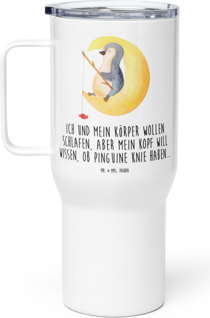 Mr. & Mrs. Panda Teetasse Pinguin Mond - Weiß - Geschenk, Isolierbecher, Neugierig, Spruch, Thermobecher, To-Go-Becher, thermosbecher, Süßigkeit...
