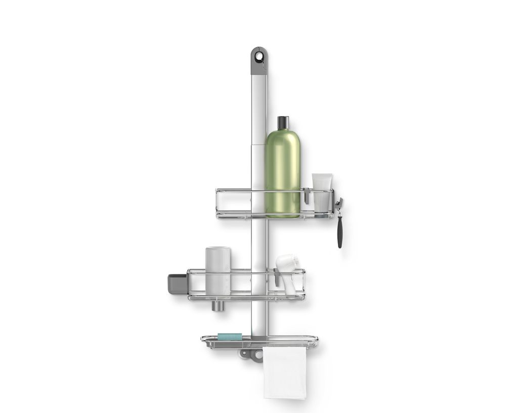 simplehuman Duschregal, einstellbarer Duschcaddy plus, mit verstellbaren Ablagen, Edelstahl und eloxiertes Aluminium, silber; BT1099