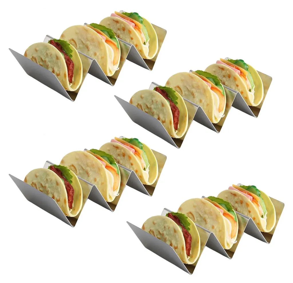 Rack à Tacos Solide en Inox Alimentaire Support de Cuisson Gril