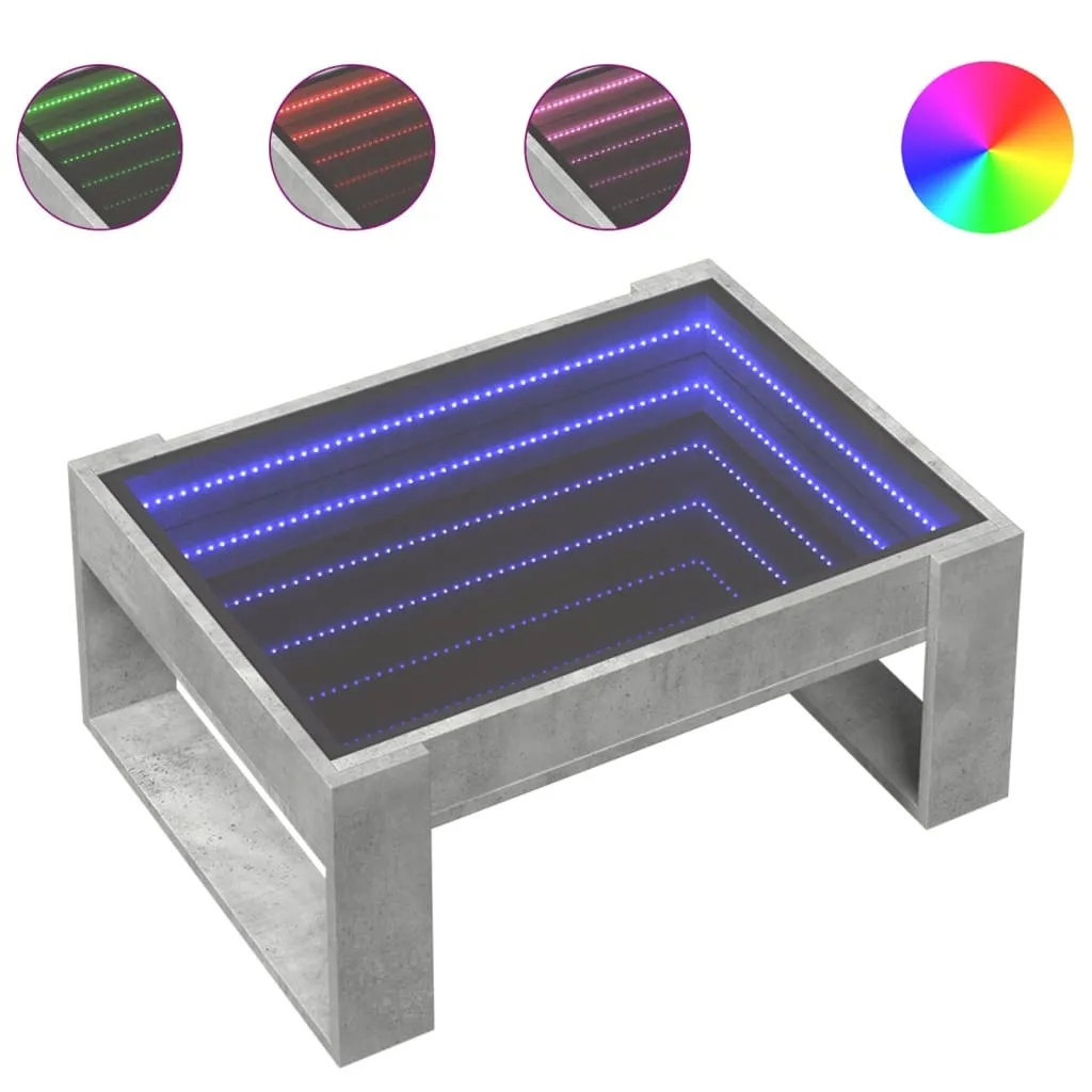 SYFAX™ Tavolino Salotto LED RGB Infinity 70cm - Grigio Cemento 3D