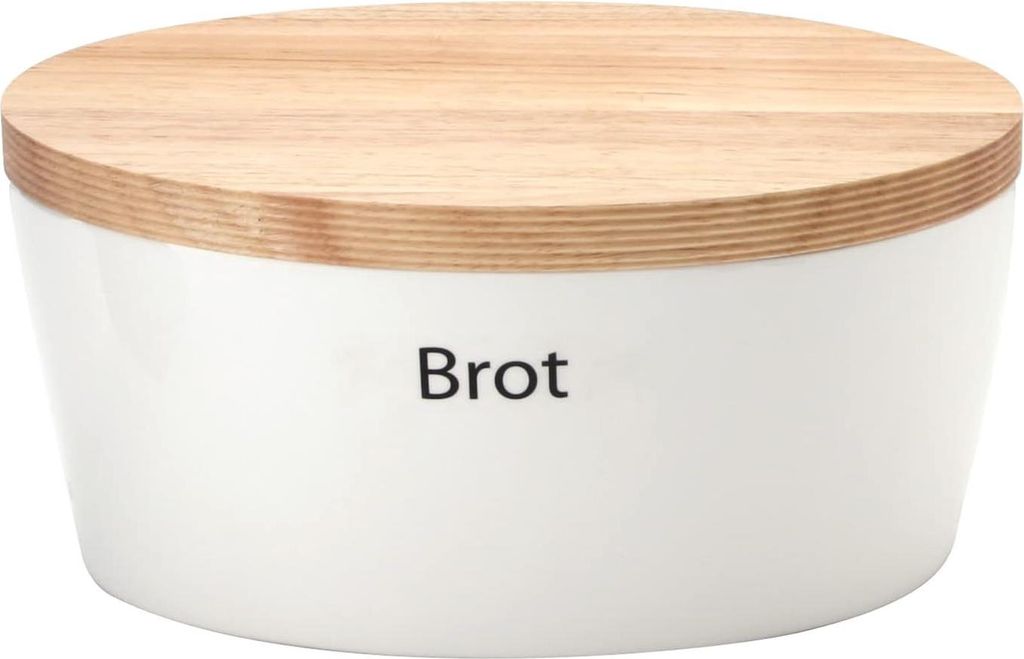 Ovale braune Brotbox mit Holzdeckel - 27 x 20 x 13 cm