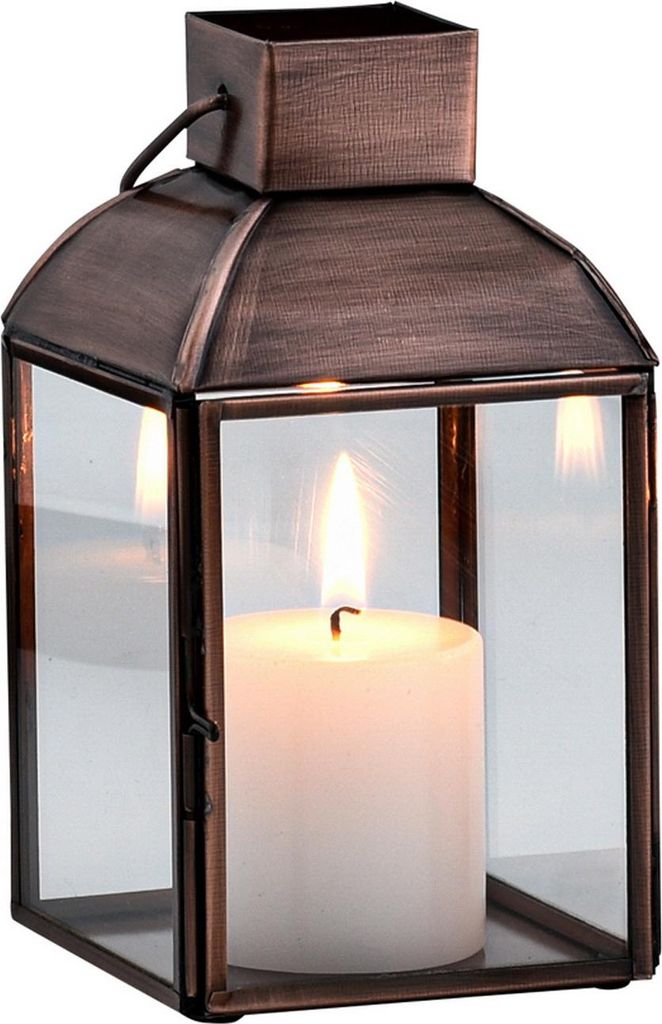 Marrakesch Vintage Deko Windlicht Laterne 16cm antik aus Metall & Glas | Teelichthalter als Tischdeko Wohnzimmer Deko | Kerzenhalter Windlichter Ne...