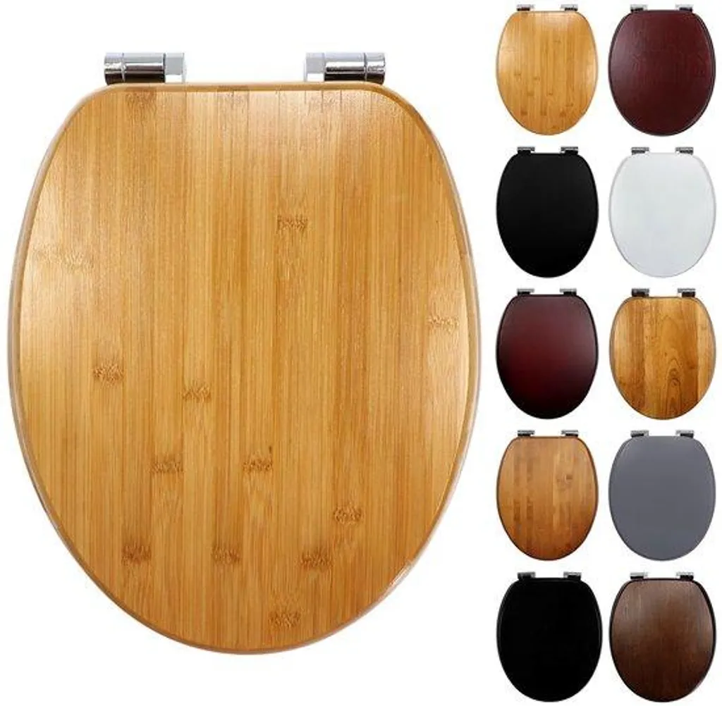 Lunette de WC en bambou durable 18 mm, fermeture amortie silencieuse
