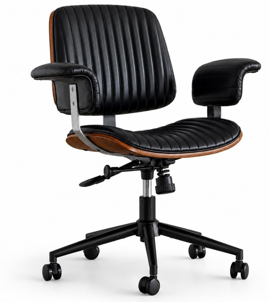 Fauteuil de bureau de style milieu du siècle, en similicuir Image du produit 