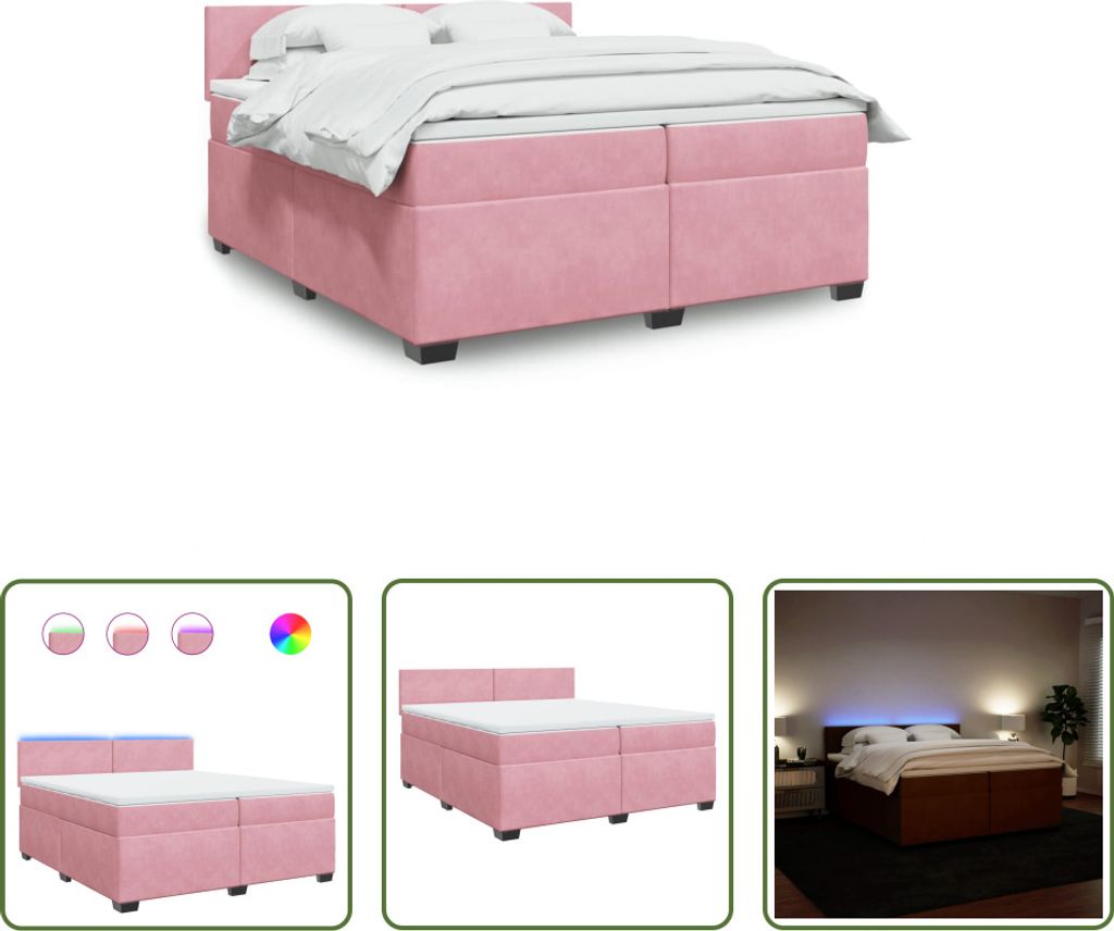 The Living Store Boxspringbett mit Matratze Rosa 200x200 cm Samt