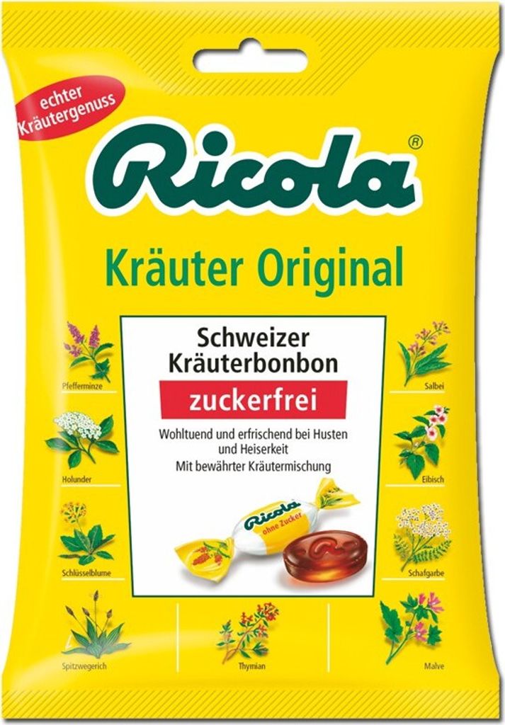 Ricola Kräuter Original ohne Zucker 75g Bonbon, 1 Beutel