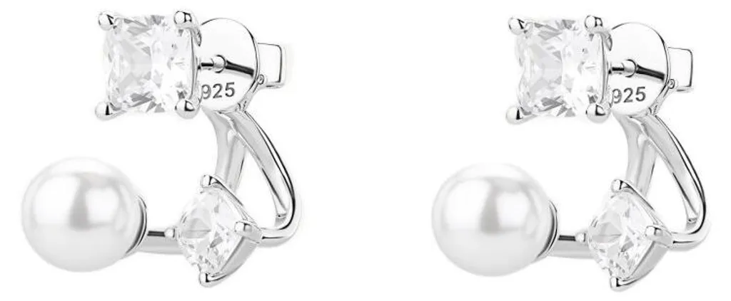 Pendants d'oreilles en argent et perles nacrées pour femmes style chic