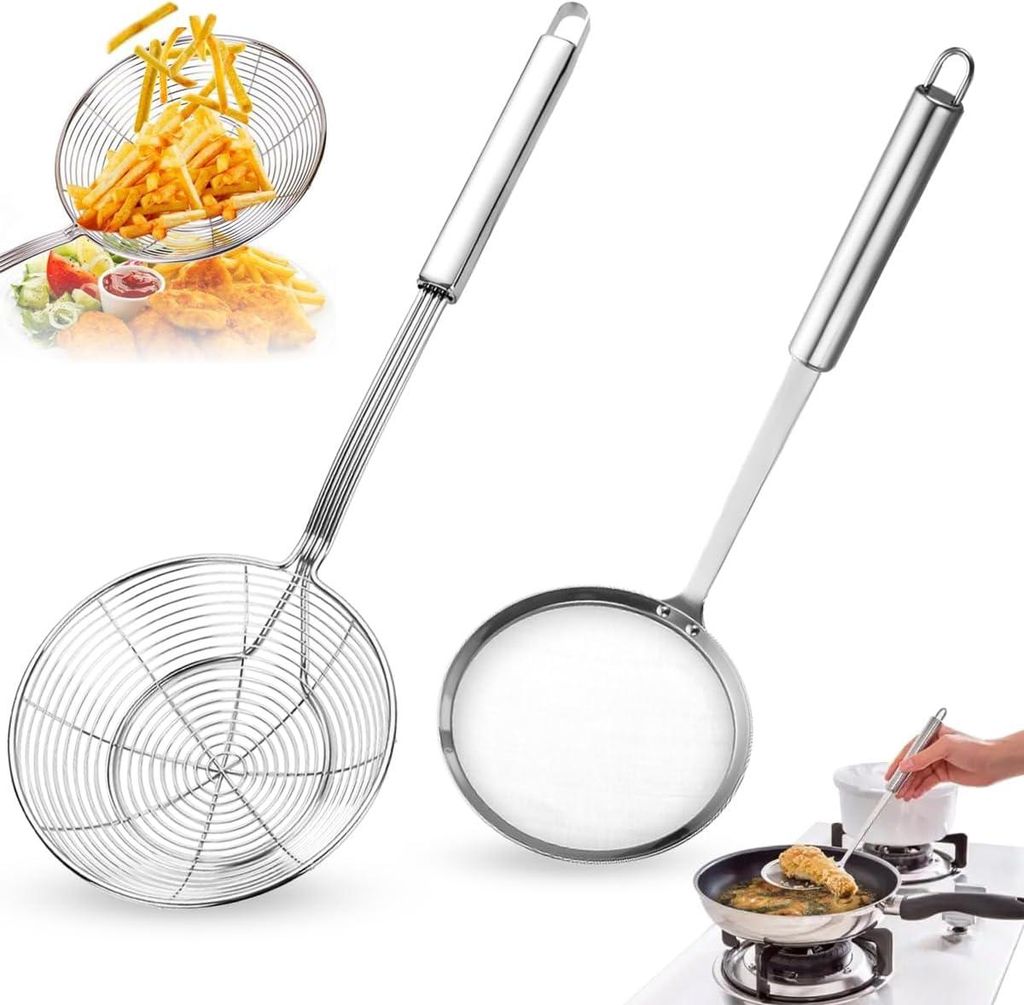 Spinnennetz-Schöpflöffel aus Edelstahl, Frittiertopf Sieb, Produktbild 