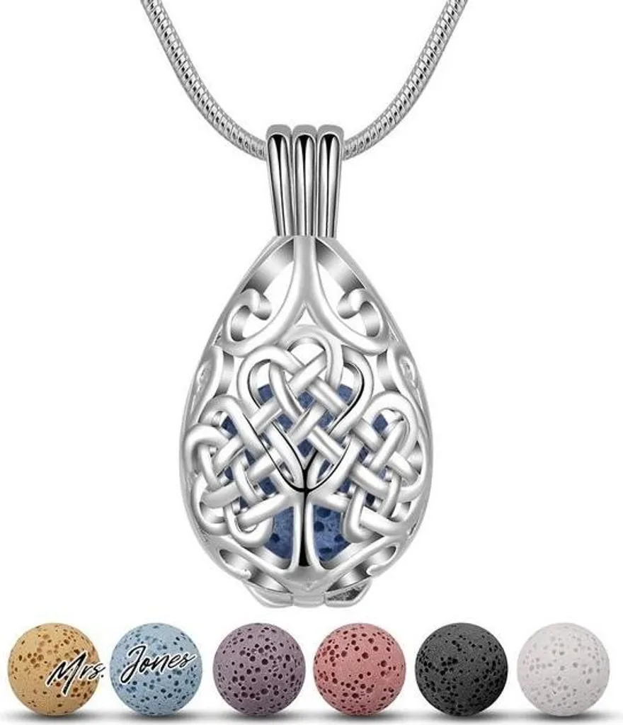 Mrs Jones Collana Aromaterapia Celtica - Ciondolo Argento e Pietra Lavica