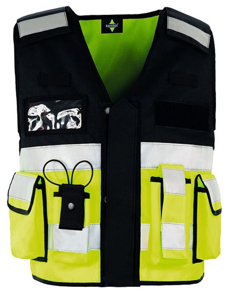 Korntex - "Tactical Bonn" Weste für Herren, Signalkleidung LT5992 (M-XL) (Signalgelb/Schwarz)