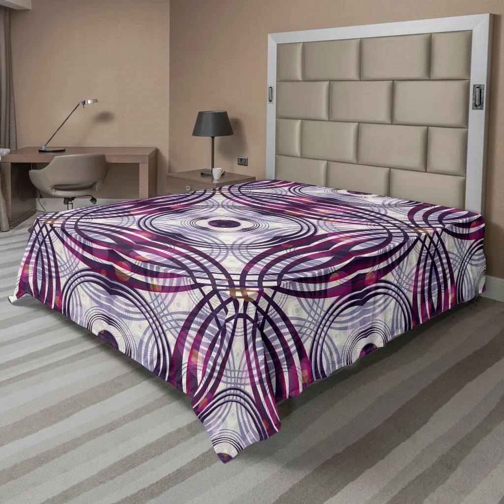 Lenzuolo Vintage ABAKUHAUS 275x260 - Stile Geometrico Lavanda Prugna