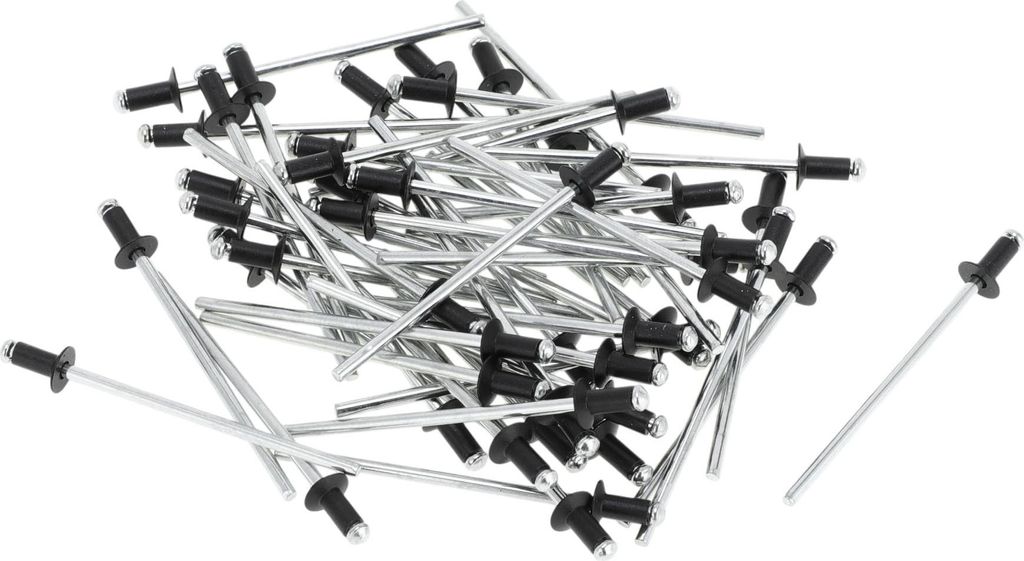 Offene Enden Großkopf Blindnieten 2,4 mm Griffdurchmesser 6 mm Grifflänge 5 mm Flanschdurchmesser Aluminiumlegierung Eisen Silberton Schwarz 50 S...