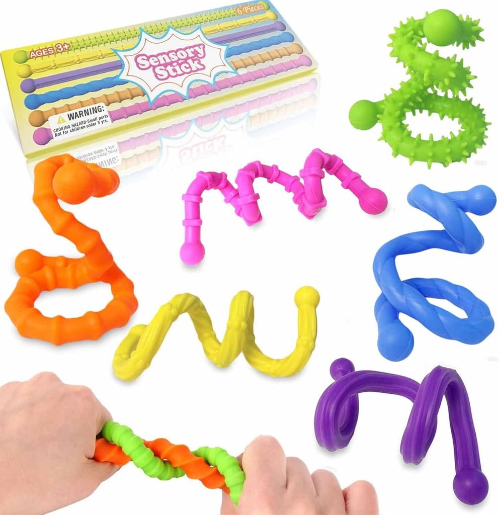 Fidget Stange Toys für Kinder Erwachsene, 6 Stück Sensorik Autismus für Spielzeug, Anti Stress Autismus Spielzeug, Fidget Squishy Toy Anxiety AD...