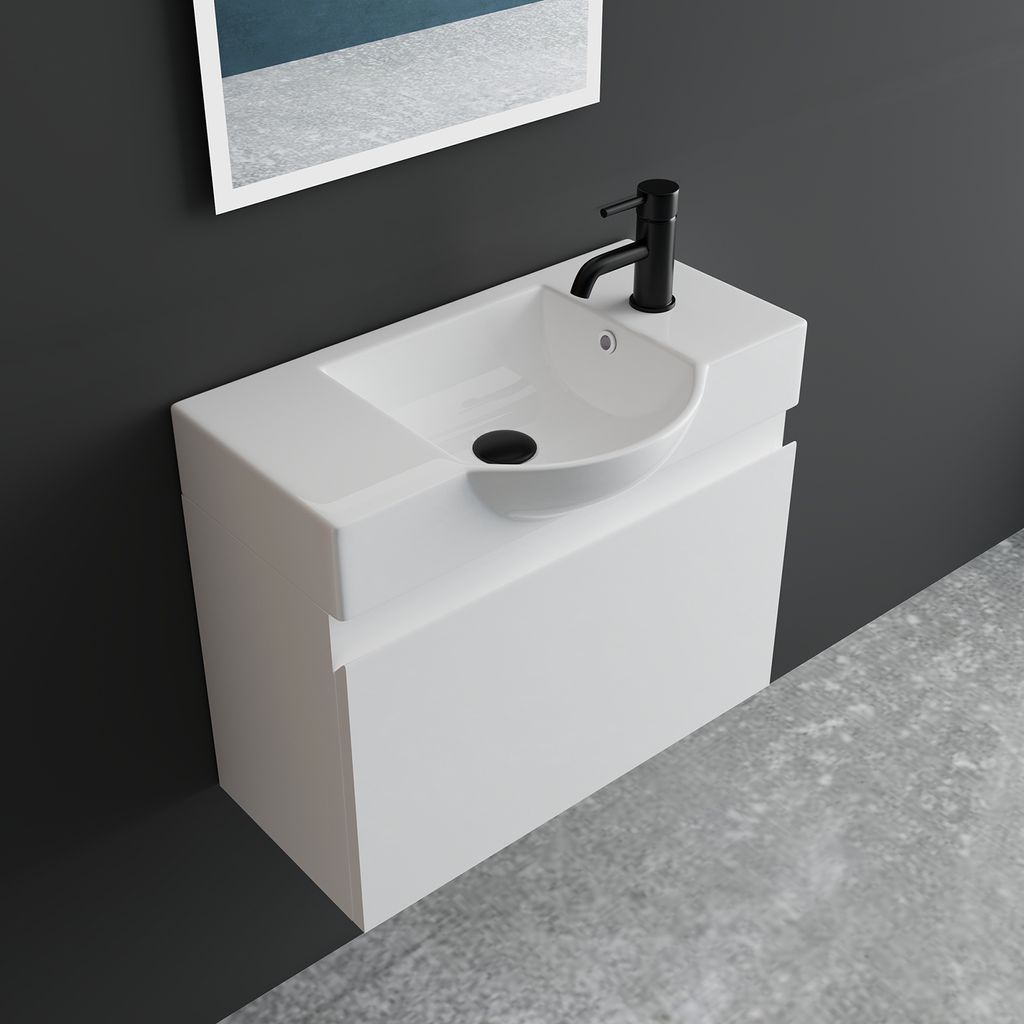 Alpenberger Badezimmermöbel Set | Waschbecken mit Unterschrank 55 cm Breit | Badezimmerschrank Badschrank Schmal | Badmöbel Waschtisch | Waschbec...