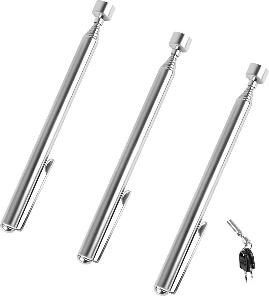 Teleskop-Magnet-Hebewerkzeug, 3-teilig, flexibles Magnet-Hebewerkzeug, einziehbarer Heberstab mit Taschenclip fš¹r Schraubenschlš¹ssel, Zangen,...