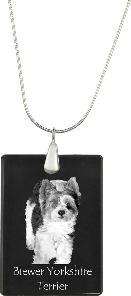 Biewer Yorkshire Terrier - Ciondolo in cristallo con cane, collana in argento con foto, ciondolo personalizzato del marchio Art-Dog