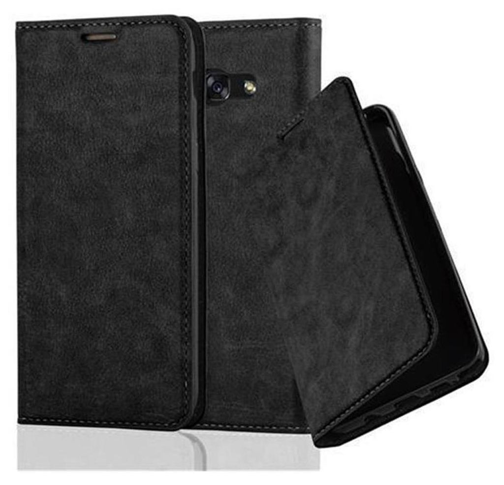 Cadorabo Hülle für Samsung Galaxy A5 2017 Schutz Hülle in Schwarz Handyhülle Etui Case Cover Magnetverschluss