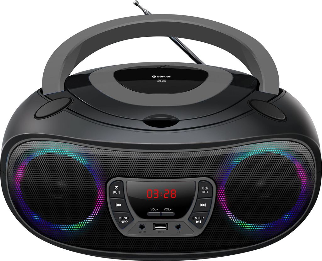 Denver Boombox mit CD-Player & Radio TCL-212BT, USB, Bluetooth, MP3, AUX, Farbe: Schwarz