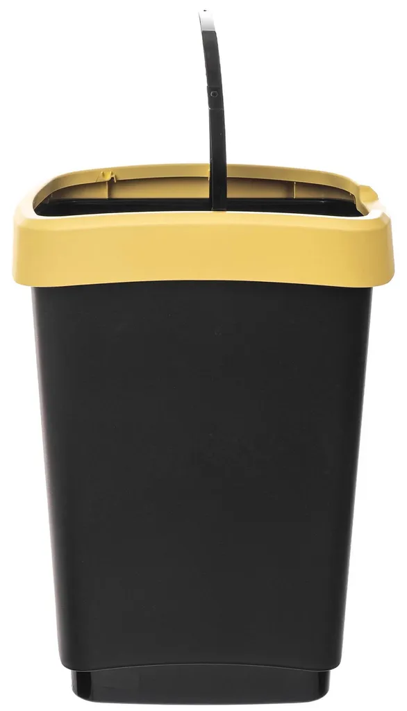 Poubelle de tri 25L noir et jaune à couvercle basculant haute résistance