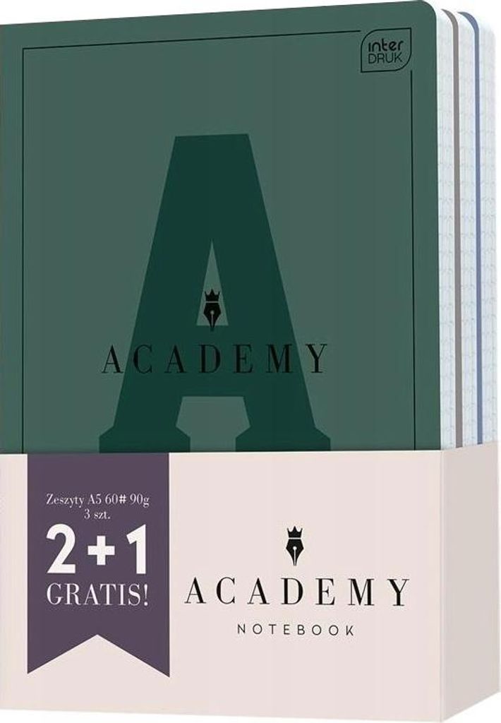 N-Set Notizbücher A5 60# ACADEMY Hyb.(2+1) 5997