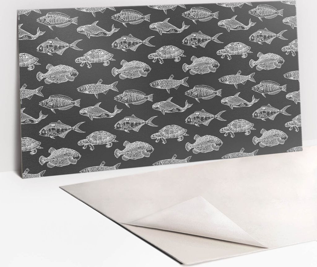 PVC-Wandschutz für die Küche - Stilvoller Schutz für Ihre Wände 100 x 50 Fisch und Schildkröte zeichnen