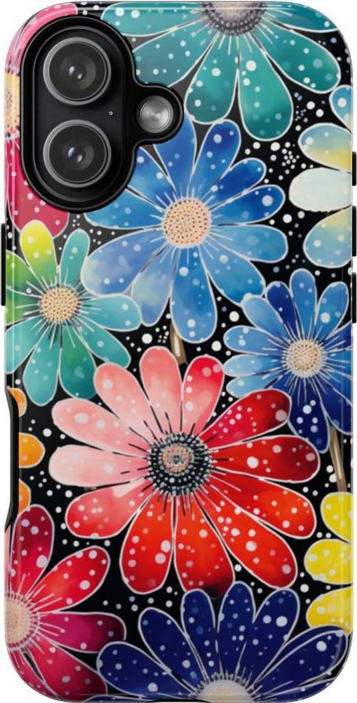 Bunte Blumen mit Tupfen – Hülle Kompatibel mit iPhone 17