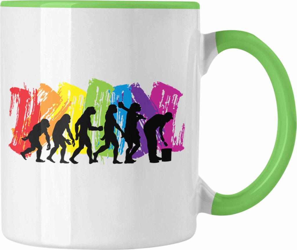 Trendation - Maler Job Tasse Geschenk Männer Evolution Lustig Anstreicher Malermeister Lackierer (Grün)