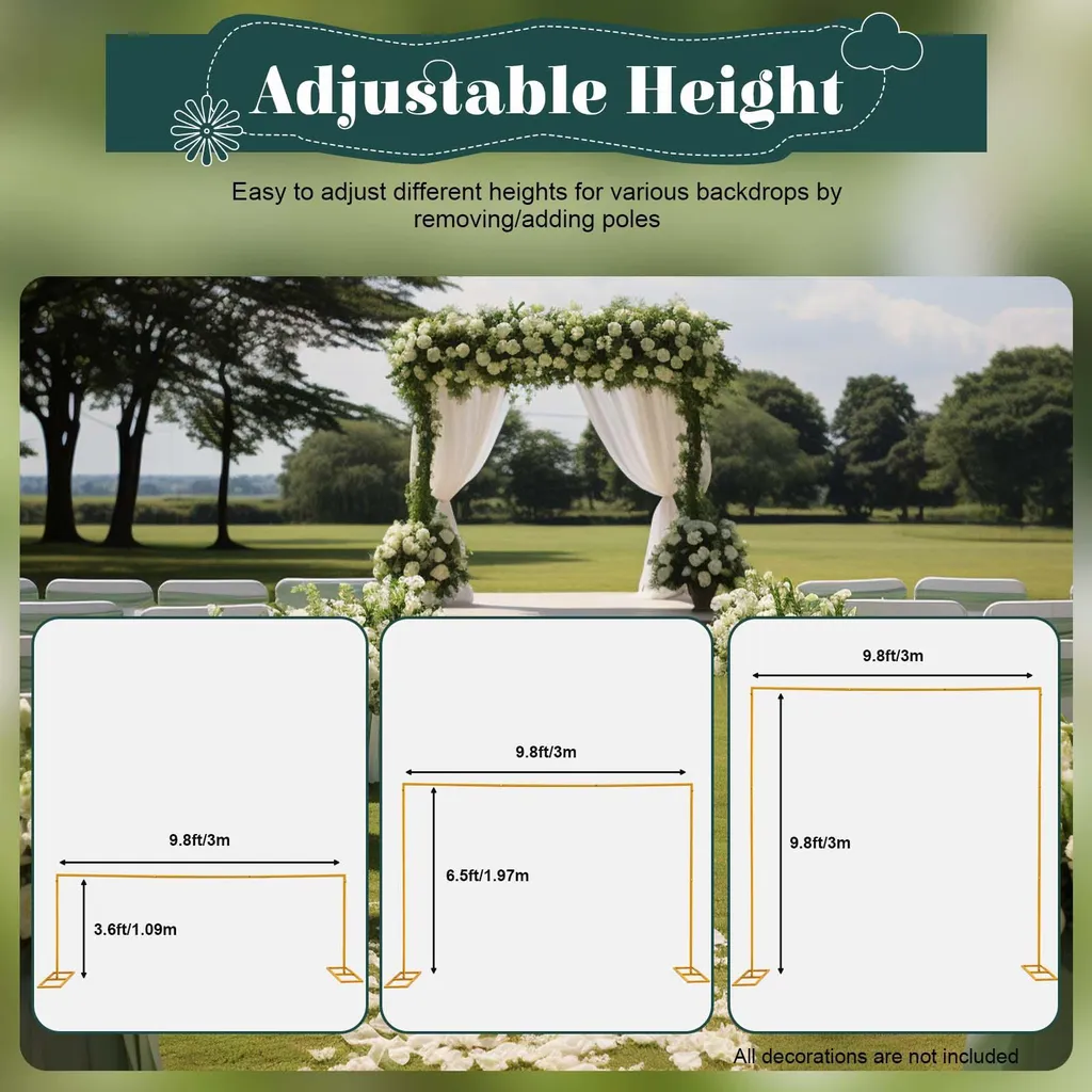 Arche mariage stable et démontable 3m dorée pour installation rapide