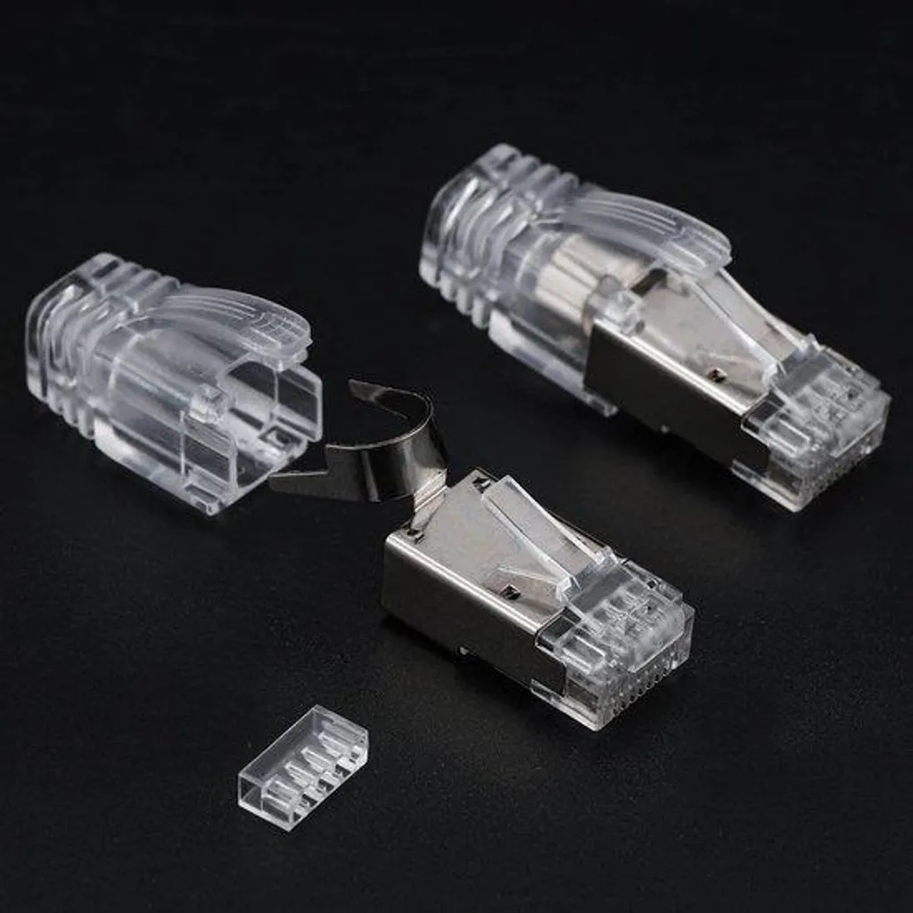 Lot de 12 Plugs RJ45 CAT7 Métalliques pour Câbles Réseau Blindés FTP 8P8C