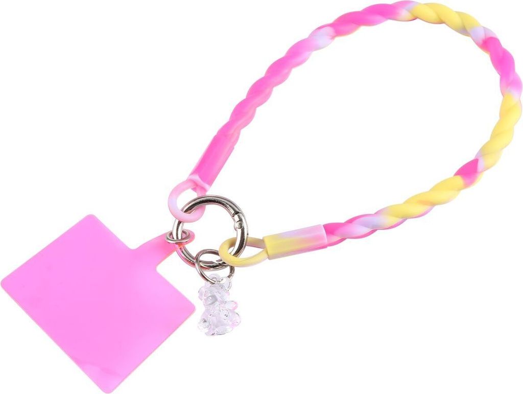 Handy Kette Band Schnur Universal Umhängeband für Handyhüllen Smartphone Nylon, Farbe:Rosa Rot Gelb