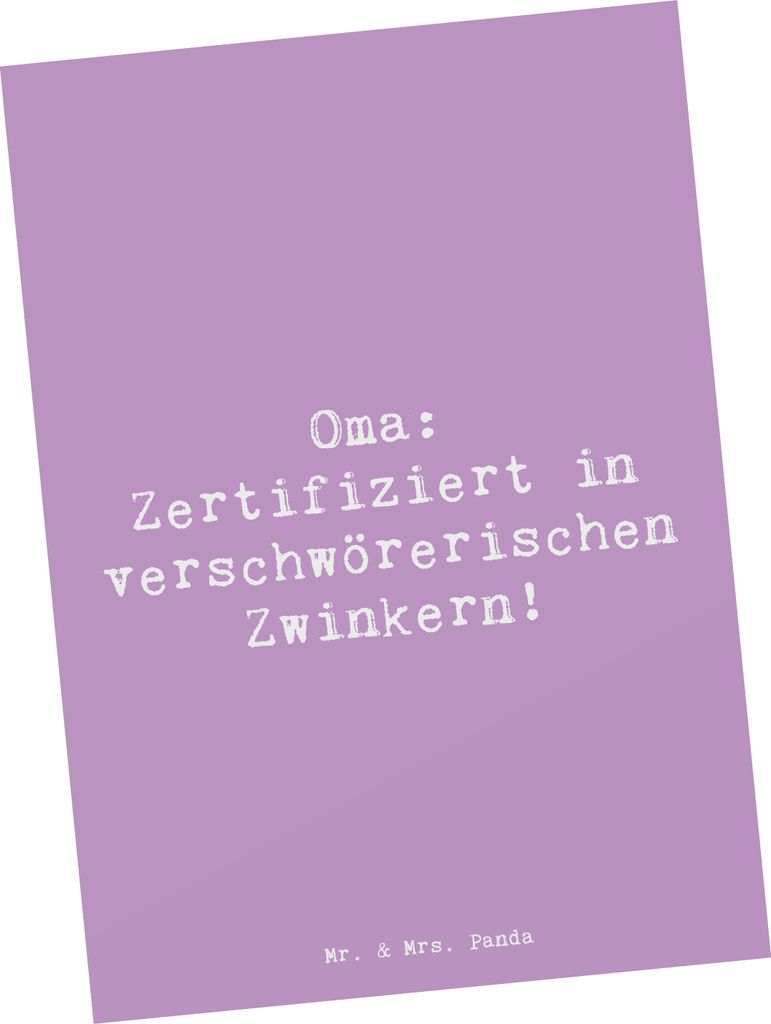 Mr. & Mrs. Panda Postkarte Spruch Oma Zwinkern - Lavendeltraum - Geschenk, Weihnachten, Familie, Postkarten, bildkarte, Verbundenheit, Ansichtskart...